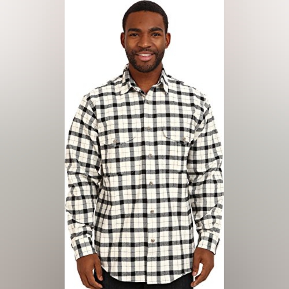 NWT - Filson Men's Alaskan Guide Flannel Shirt in Black & White Plaid XL - Picture 4 of 11